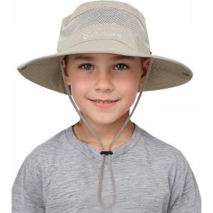 imageKids Sun Hat Outdoor UPF 50 Sun Hats Wide Brim Kids Bucket Hat Fishing Hat 512 Years1 Pack Light Beige