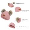 imageAmerican Trends Baby Beanie Hat Double Pom Pom Toddler Beanies Knit Infant Winter Hat Caps for Boys GirlsB Dark Pink