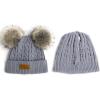 imageAmerican Trends Baby Beanie Hat Double Pom Pom Toddler Beanies Knit Infant Winter Hat Caps for Boys GirlsB Gray