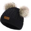 imageAmerican Trends Baby Beanie Hat Double Pom Pom Toddler Beanies Knit Infant Winter Hat Caps for Boys GirlsBlackwhitekhakigray