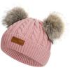 imageAmerican Trends Baby Beanie Hat Double Pom Pom Toddler Beanies Knit Infant Winter Hat Caps for Boys GirlsWhitegraydark Pink
