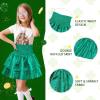 imageAmerican Trends Girls Sequin Sparkly Skirts Girls Metallic Skirt 2Layer Ruffle Skirts with Sunglasses Cheerleaders SkirtDark Green