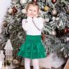 imageAmerican Trends Girls Sequin Sparkly Skirts Girls Metallic Skirt 2Layer Ruffle Skirts with Sunglasses Cheerleaders SkirtDark Green