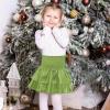 imageAmerican Trends Girls Sequin Sparkly Skirts Girls Metallic Skirt 2Layer Ruffle Skirts with Sunglasses Cheerleaders SkirtGreen