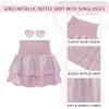 imageAmerican Trends Girls Sequin Sparkly Skirts Girls Metallic Skirt 2Layer Ruffle Skirts with Sunglasses Cheerleaders SkirtPink
