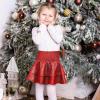 imageAmerican Trends Girls Sequin Sparkly Skirts Girls Metallic Skirt 2Layer Ruffle Skirts with Sunglasses Cheerleaders SkirtRed