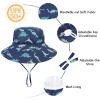 imageBaby Sun Hat UPF 50 Wide Brim Sun Protection Baby Bucket Hat Toddler Summer Hat for Boy GirlsA 2 Pack Blue Dinosaur  Navy