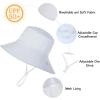 imageBaby Sun Hat UPF 50 Wide Brim Sun Protection Baby Bucket Hat Toddler Summer Hat for Boy GirlsA 2 Pack Blue Gray  White