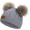 imageAmerican Trends Baby Beanie Hat Double Pom Pom Toddler Beanies Knit Infant Winter Hat Caps for Boys GirlsB Gray