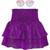 imageAmerican Trends Girls Sequin Sparkly Skirts Girls Metallic Skirt 2Layer Ruffle Skirts with Sunglasses Cheerleaders SkirtPurple