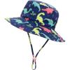 imageBaby Sun Hat Toddler Summer UPF 50 Sun Protection Baby Boy Girls Hats Beach Hats Wide Brim Adjustable Bucket HatB Navy Dinosaur