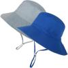 imageBaby Sun Hat UPF 50 Wide Brim Sun Protection Baby Bucket Hat Toddler Summer Hat for Boy GirlsA 2 Pack Gray  Blue