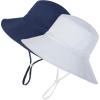 imageBaby Sun Hat UPF 50 Wide Brim Sun Protection Baby Bucket Hat Toddler Summer Hat for Boy GirlsA 2 Pack Navy  White