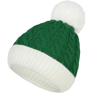 imageAmerican Trends Baby Beanie Hat Double Pom Pom Toddler Beanies Knit Infant Winter Hat Caps for Boys GirlsChristmaswhite  Green