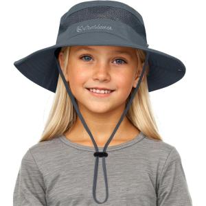 imageAmerican Trends Girls Sun Hat UPF 50 Wide Brim Girls Bucket Hat Adjustable Summer Hat Safari Hat Fishing Hat for 513 Years1 Pack Dark Grey