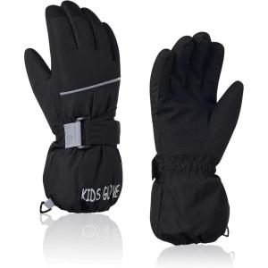 imageAmerican Trends Kids Waterproof Winter Gloves Warm Snow Gloves Boys Girls Ski Gloves Toddler Mittens WindproofBlack