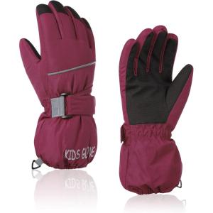 imageAmerican Trends Kids Waterproof Winter Gloves Warm Snow Gloves Boys Girls Ski Gloves Toddler Mittens WindproofRed