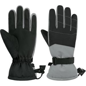 imageAmerican Trends Kids Waterproof Winter Gloves Warm Snow Gloves Boys Girls Ski Gloves Toddler Mittens WindproofZ Black Grey