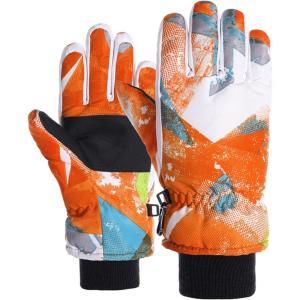 imageAmerican Trends Kids Waterproof Winter Gloves Warm Snow Gloves Boys Girls Ski Gloves Toddler Mittens WindproofZZ Orange