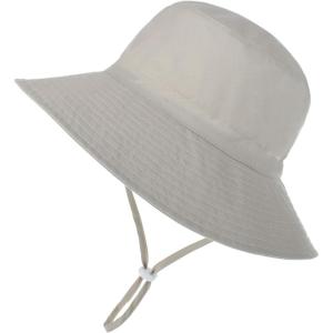 imageBaby Sun Hat Toddler Summer UPF 50 Sun Protection Baby Boy Girls Hats Beach Hats Wide Brim Adjustable Bucket HatA 1 Beige