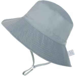 imageBaby Sun Hat Toddler Summer UPF 50 Sun Protection Baby Boy Girls Hats Beach Hats Wide Brim Adjustable Bucket HatA 1 Gray