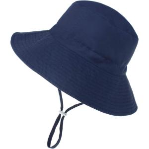 imageBaby Sun Hat Toddler Summer UPF 50 Sun Protection Baby Boy Girls Hats Beach Hats Wide Brim Adjustable Bucket HatA 1 Navy
