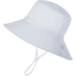 imageBaby Sun Hat Toddler Summer UPF 50 Sun Protection Baby Boy Girls Hats Beach Hats Wide Brim Adjustable Bucket HatA 1 White