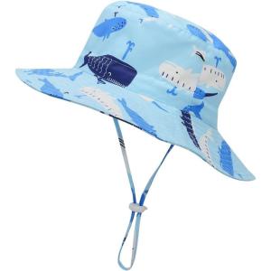 imageBaby Sun Hat Toddler Summer UPF 50 Sun Protection Baby Boy Girls Hats Beach Hats Wide Brim Adjustable Bucket HatB Blue Whale