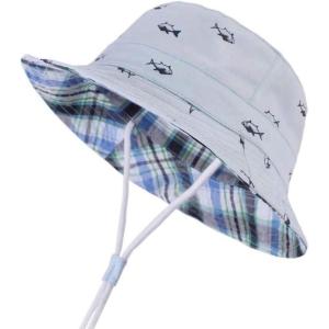 imageBaby Sun Hat Toddler Summer UPF 50 Sun Protection Baby Boy Girls Hats Beach Hats Wide Brim Adjustable Bucket HatB Bule