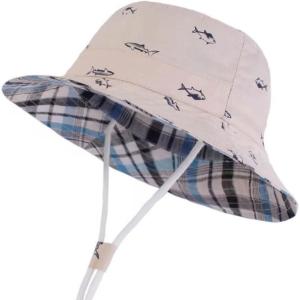imageBaby Sun Hat Toddler Summer UPF 50 Sun Protection Baby Boy Girls Hats Beach Hats Wide Brim Adjustable Bucket HatB Khaki