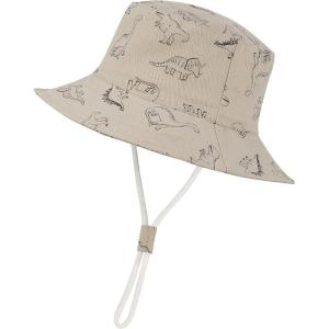 imageBaby Sun Hat Toddler Summer UPF 50 Sun Protection Baby Boy Girls Hats Beach Hats Wide Brim Adjustable Bucket HatB Khaki Dinosaur