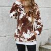 imageAmerican Trends Oversized Sweatshirts for Women Athletic Womens Sherpa Hoodie Fluffy Womens Hoodies Pullover with PocketsBrown Cow Print