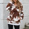imageAmerican Trends Oversized Sweatshirts for Women Athletic Womens Sherpa Hoodie Fluffy Womens Hoodies Pullover with PocketsBrown Cow Print