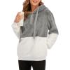imageAmerican Trends Oversized Sweatshirts for Women Athletic Womens Sherpa Hoodie Fluffy Womens Hoodies Pullover with PocketsZ Grey White