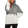 imageAmerican Trends Oversized Sweatshirts for Women Athletic Womens Sherpa Hoodie Fluffy Womens Hoodies Pullover with PocketsZ Grey White