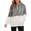 imageAmerican Trends Oversized Sweatshirts for Women Athletic Womens Sherpa Hoodie Fluffy Womens Hoodies Pullover with PocketsZ Grey White
