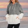imageAmerican Trends Oversized Sweatshirts for Women Athletic Womens Sherpa Hoodie Fluffy Womens Hoodies Pullover with PocketsZ Grey White