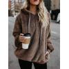 imageAmerican Trends Womens Athletic Fuzzy Hoodies Sherpa Pullover Hoodie for Women Zip Oversized Plush Hoodie with PocketsBrown