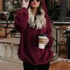 imageAmerican Trends Womens Athletic Fuzzy Hoodies Sherpa Pullover Hoodie for Women Zip Oversized Plush Hoodie with PocketsBurgundy