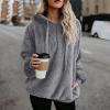 imageAmerican Trends Womens Athletic Fuzzy Hoodies Sherpa Pullover Hoodie for Women Zip Oversized Plush Hoodie with PocketsLight Grey