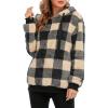 imageAmerican Trends Womens Athletic Fuzzy Hoodies Sherpa Pullover Hoodie for Women Zip Oversized Plush Hoodie with PocketsY Khaki Plaid