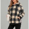 imageAmerican Trends Womens Athletic Fuzzy Hoodies Sherpa Pullover Hoodie for Women Zip Oversized Plush Hoodie with PocketsY Khaki Plaid