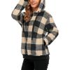 imageAmerican Trends Womens Athletic Fuzzy Hoodies Sherpa Pullover Hoodie for Women Zip Oversized Plush Hoodie with PocketsY Khaki Plaid