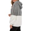 imageAmerican Trends Womens Athletic Fuzzy Hoodies Sherpa Pullover Hoodie for Women Zip Oversized Plush Hoodie with PocketsZ Grey White