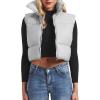 imageAmerican Trends Womens Winter Crop Vest Sleeveless Puffer Vests for Women Jacket Outwear CoatGrey
