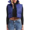 imageAmerican Trends Womens Winter Crop Vest Sleeveless Puffer Vests for Women Jacket Outwear CoatNavy