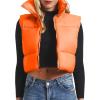 imageAmerican Trends Womens Winter Crop Vest Sleeveless Puffer Vests for Women Jacket Outwear CoatOrange