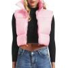 imageAmerican Trends Womens Winter Crop Vest Sleeveless Puffer Vests for Women Jacket Outwear CoatPink