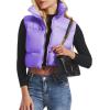 imageAmerican Trends Womens Winter Crop Vest Sleeveless Puffer Vests for Women Jacket Outwear CoatPurple