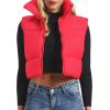 imageAmerican Trends Womens Winter Crop Vest Sleeveless Puffer Vests for Women Jacket Outwear CoatRed